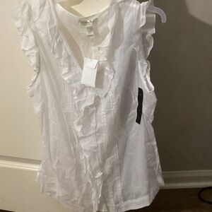 Banana Republic White Ruffle Blouse